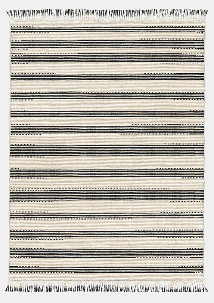 Coco Stripe &#39;Black &amp; White&#39; - 9&#39;W x 12&#39;L