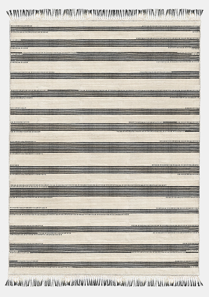 Coco Stripe 'Black & White' - 9'W x 12'L